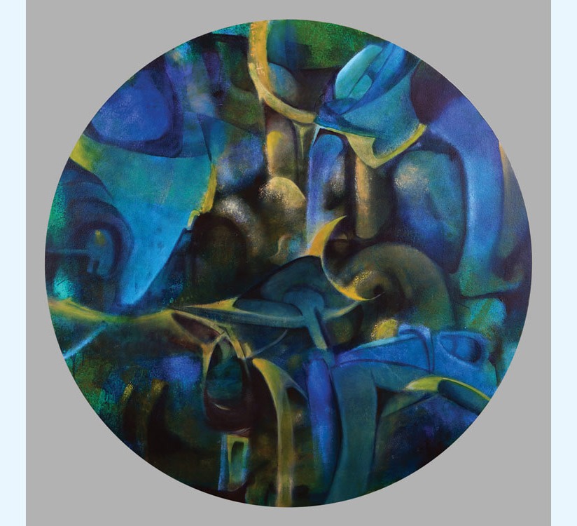 Eau Profonde (Tiefes Wasser), abstraktes Werk des französischen Künstlers Daniel Pilot, 2012, Öl auf Leinwand oder Holz