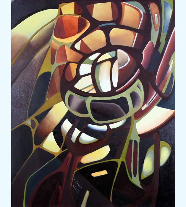 Cyclope (Zyklop), abstraktes Werk des französischen Künstlers Daniel Pilot, 2016, Öl auf Leinwand oder Holz