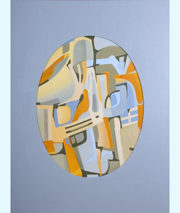 Braquage raté (Gescheiterter Überfall), abstraktes Werk des französischen Künstlers Daniel Pilot, 2016, Öl auf Leinwand