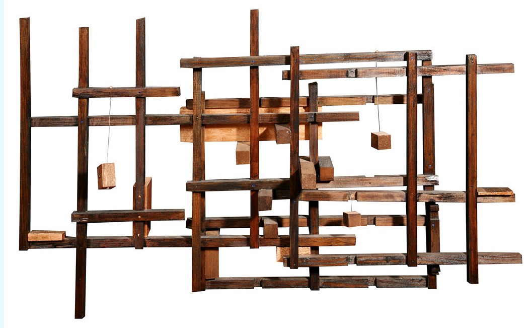 Échafaudage (Gerüst), abstraktes Werk des französischen Künstlers Daniel Pilot, 2002